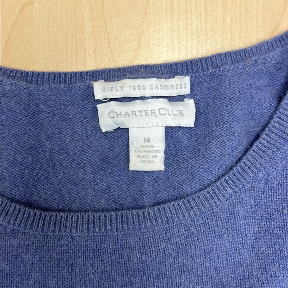 Charter Club 2-ply cashmere sweater classic crew neck long sleeves purple M - Picture 4 of 6